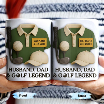 Husband, Dad & Golf Legend, Golf Club and Ball - Personalized Custom Coffee Mug - DAD064_MG