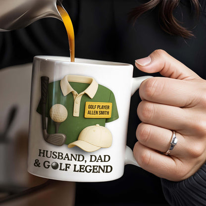 Husband, Dad & Golf Legend, Golf Club and Ball - Personalized Custom Coffee Mug - DAD064_MG