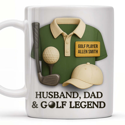 Husband, Dad & Golf Legend, Golf Club and Ball - Personalized Custom Coffee Mug - DAD064_MG