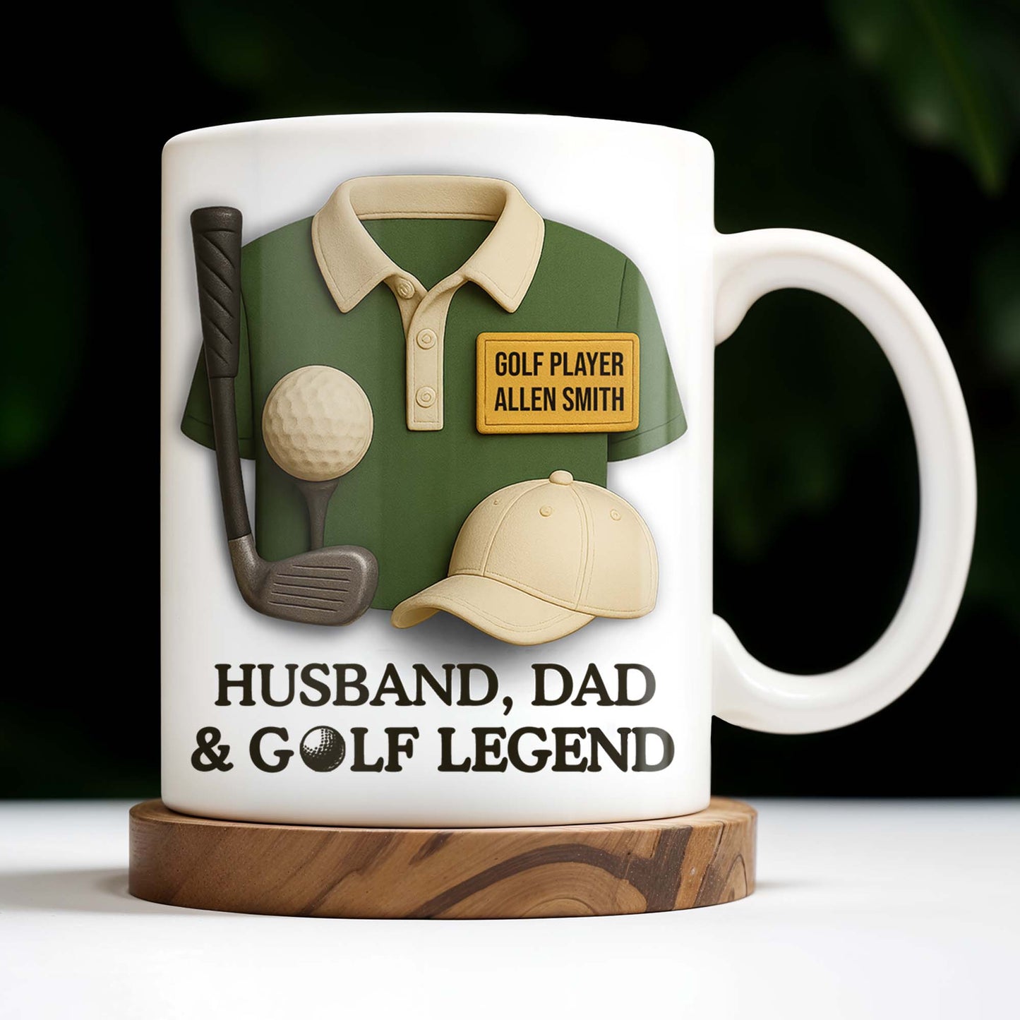 Husband, Dad & Golf Legend, Golf Club and Ball - Personalized Custom Coffee Mug - DAD064_MG