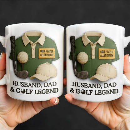 Husband, Dad & Golf Legend, Golf Club and Ball - Personalized Custom Coffee Mug - DAD064_MG