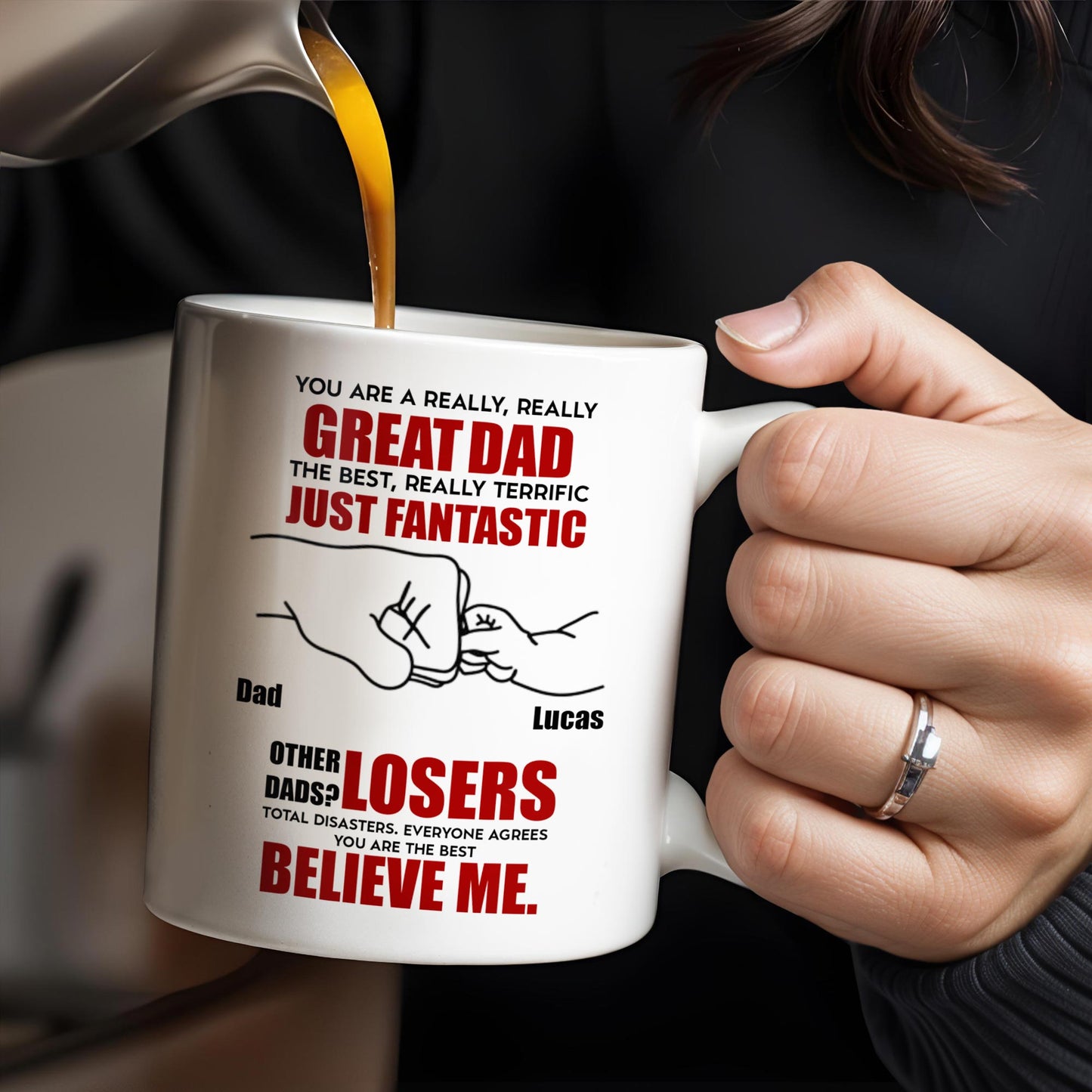 You Are A Really, Really Great Dad, Fist Bump - Personalized Custom Coffee Mug - DAD068_MG