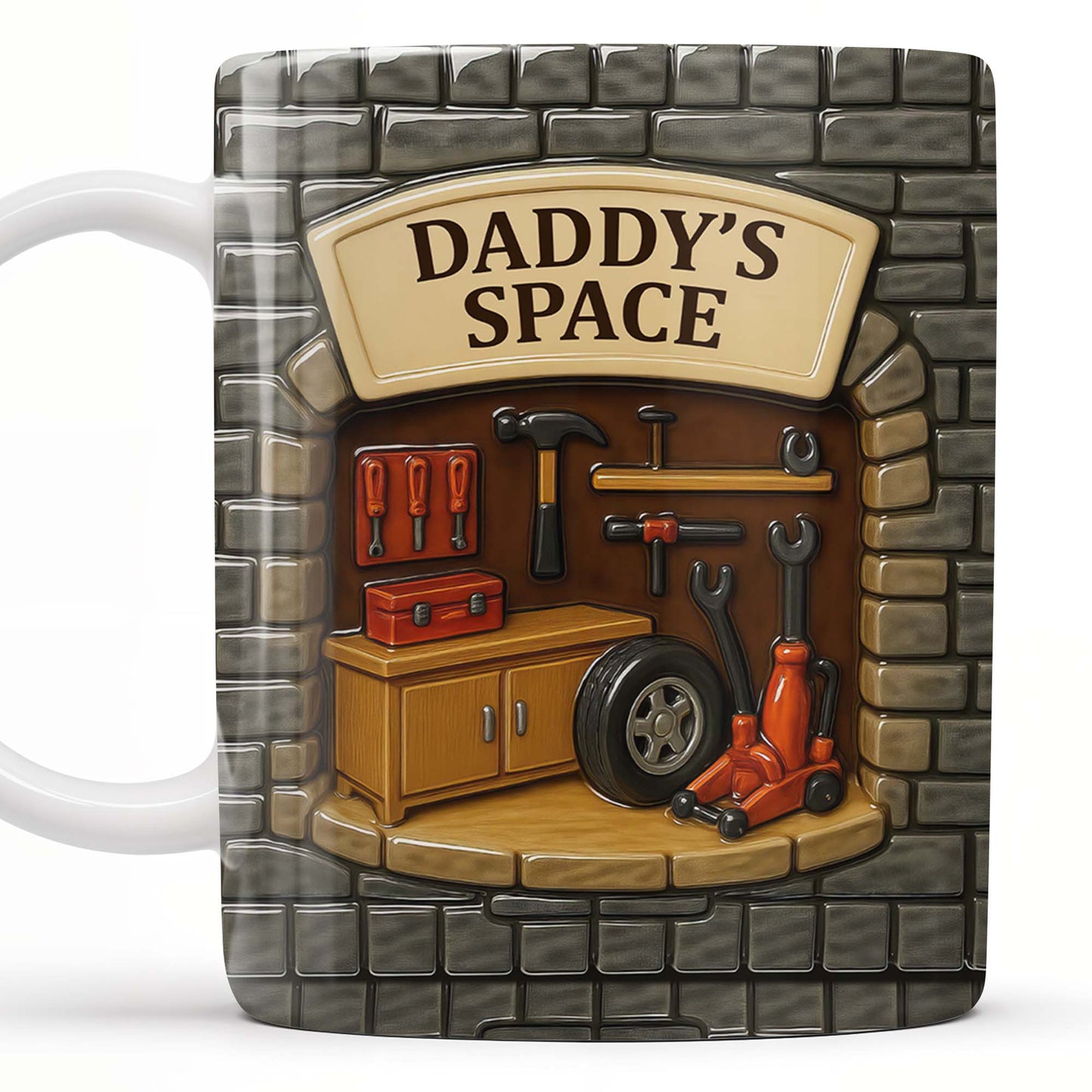 Daddy's Space, Garage and Tools Design - Personalized Custom Coffee Mug - DAD069_MG