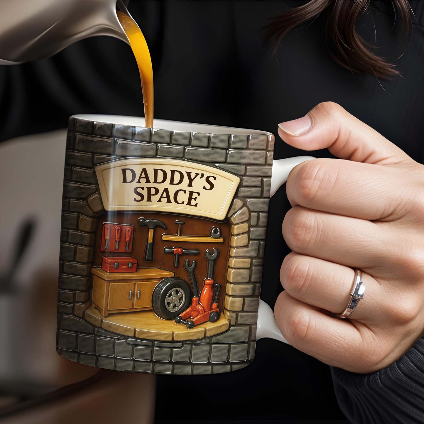 Daddy's Space, Garage and Tools Design - Personalized Custom Coffee Mug - DAD069_MG