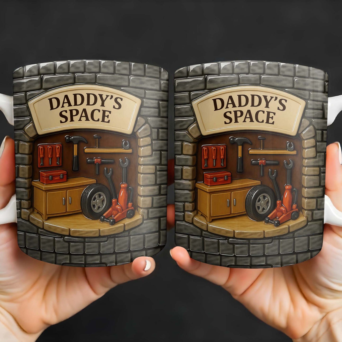 Daddy's Space, Garage and Tools Design - Personalized Custom Coffee Mug - DAD069_MG
