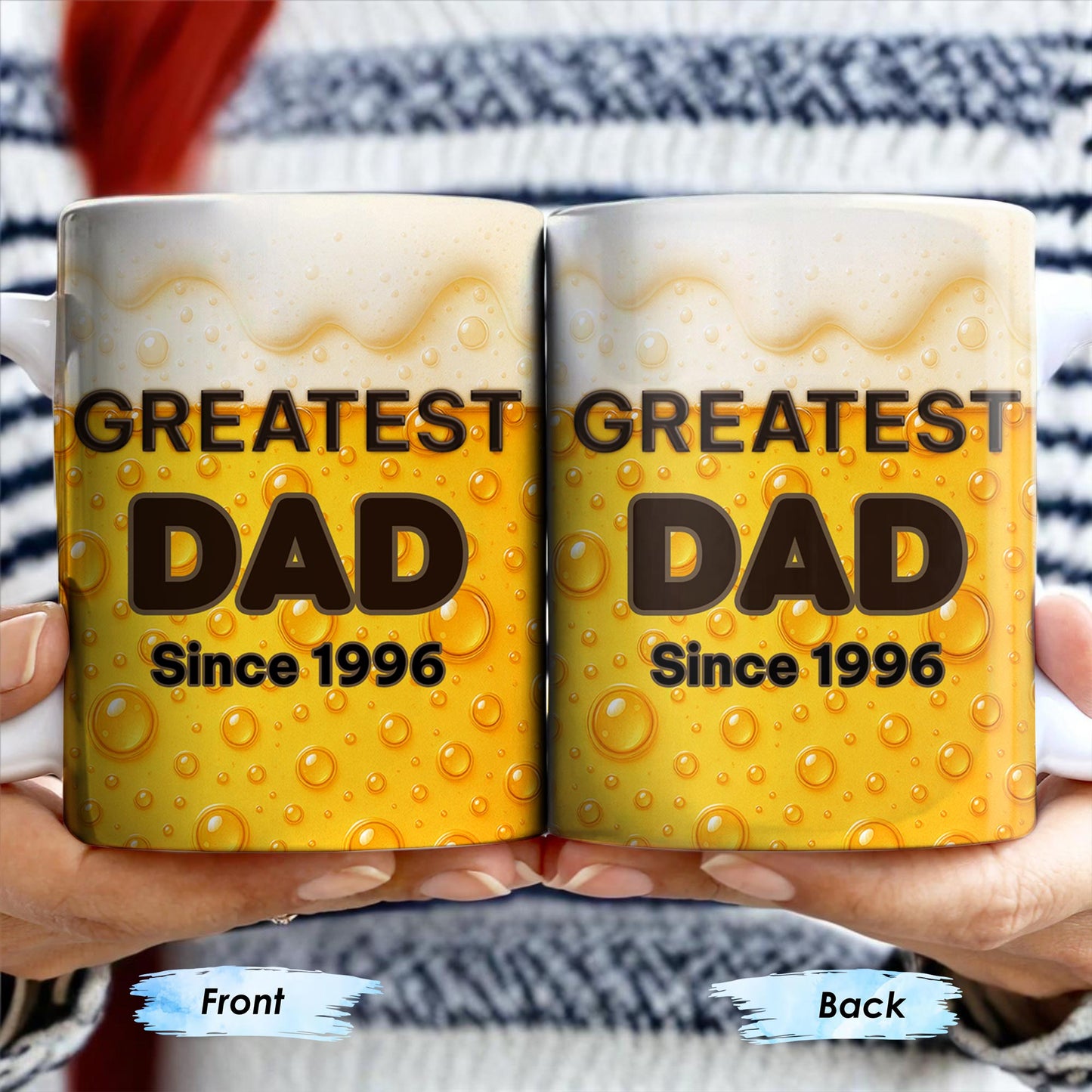 Greatest Dad Since 1996, Beer Bubbles - Personalized Custom Coffee Mug - DAD073_MG