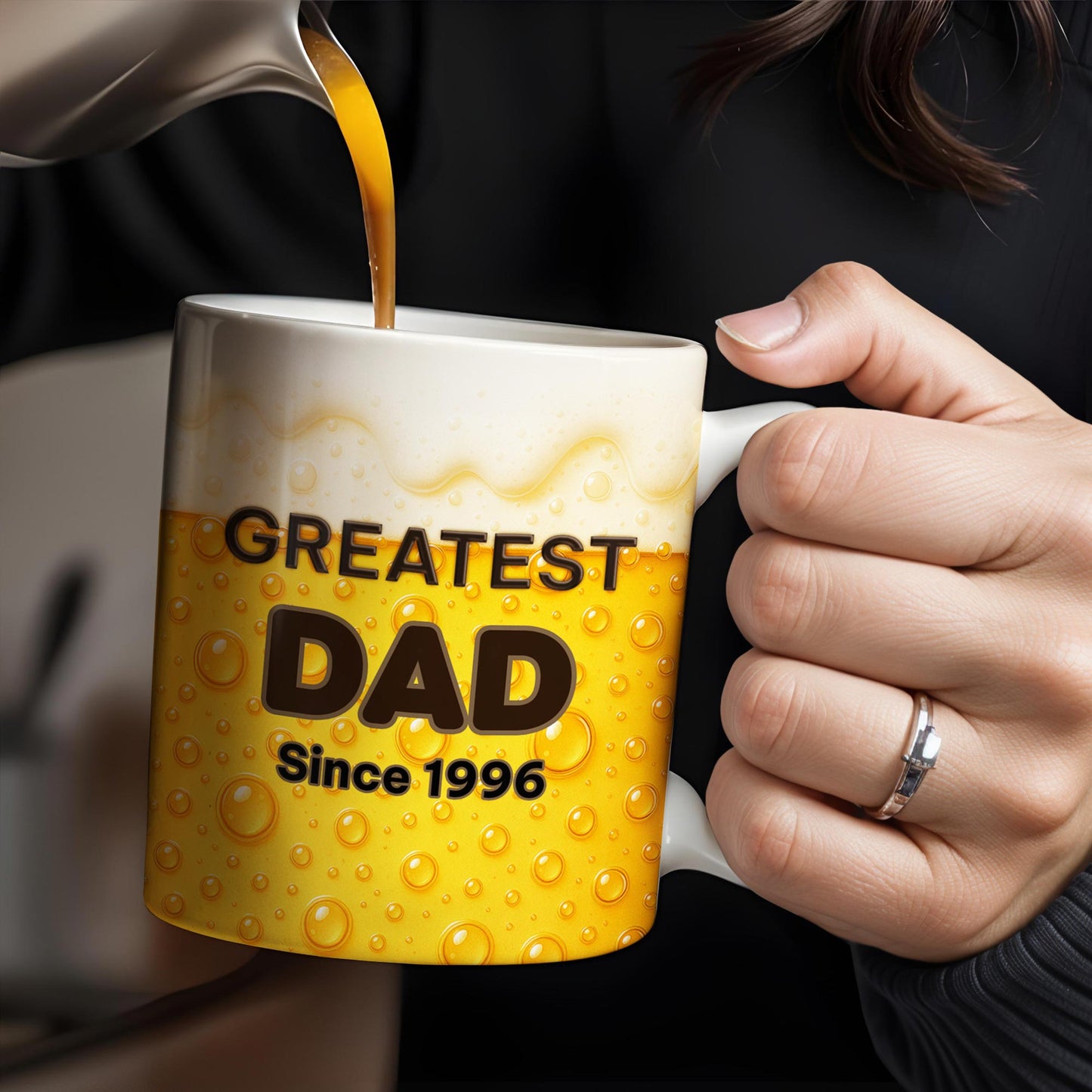 Greatest Dad Since 1996, Beer Bubbles - Personalized Custom Coffee Mug - DAD073_MG