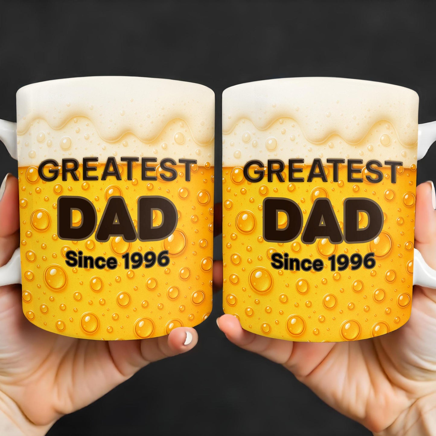 Greatest Dad Since 1996, Beer Bubbles - Personalized Custom Coffee Mug - DAD073_MG
