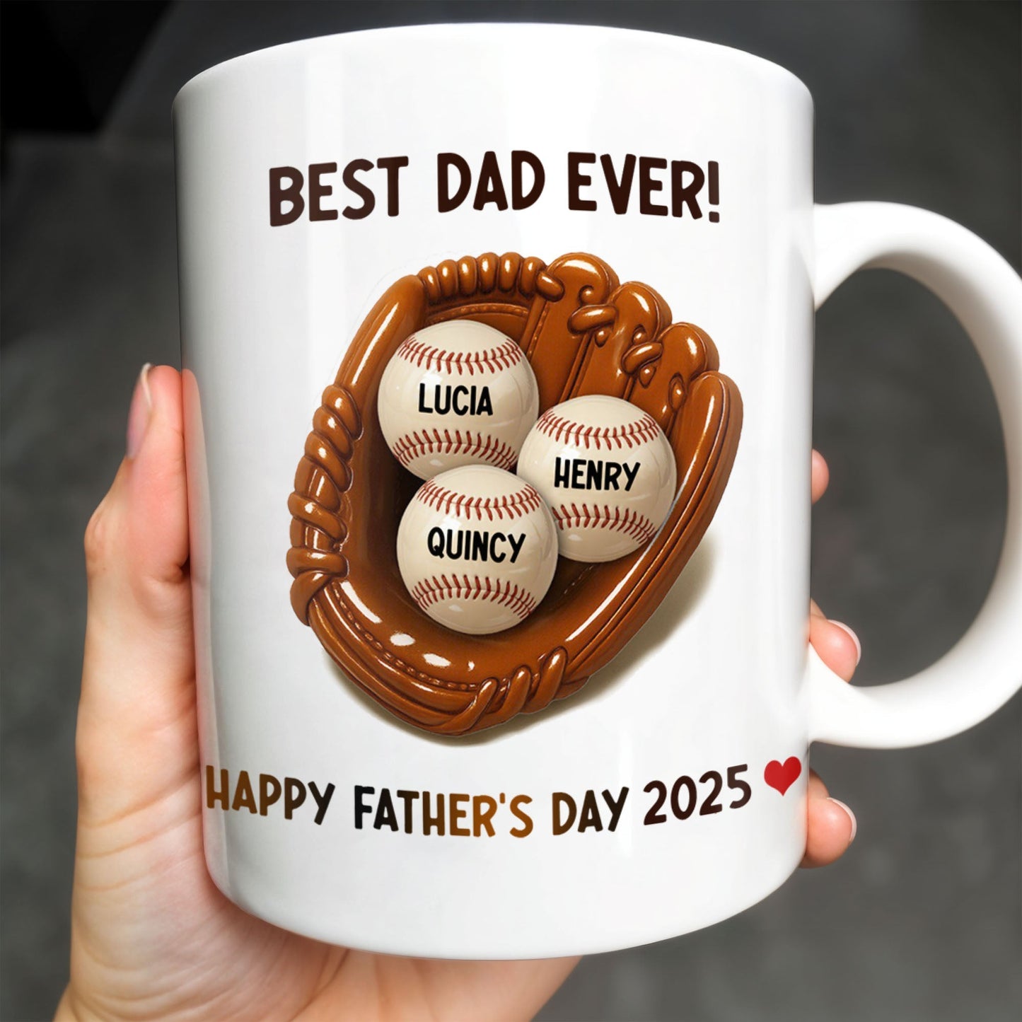 Best Dad Ever, Baseball Glove And Baseball - Personalized Custom Coffee Mug - DAD079_MG