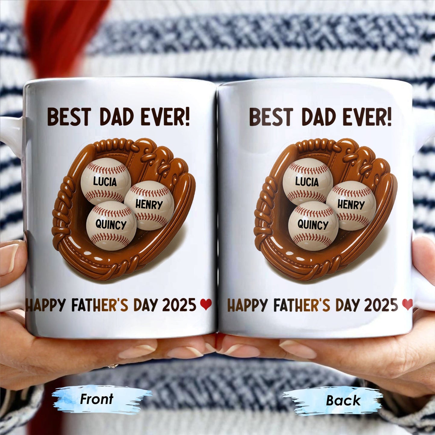Best Dad Ever, Baseball Glove And Baseball - Personalized Custom Coffee Mug - DAD079_MG