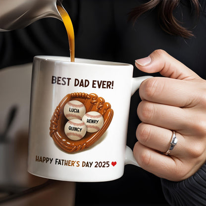 Best Dad Ever, Baseball Glove And Baseball - Personalized Custom Coffee Mug - DAD079_MG