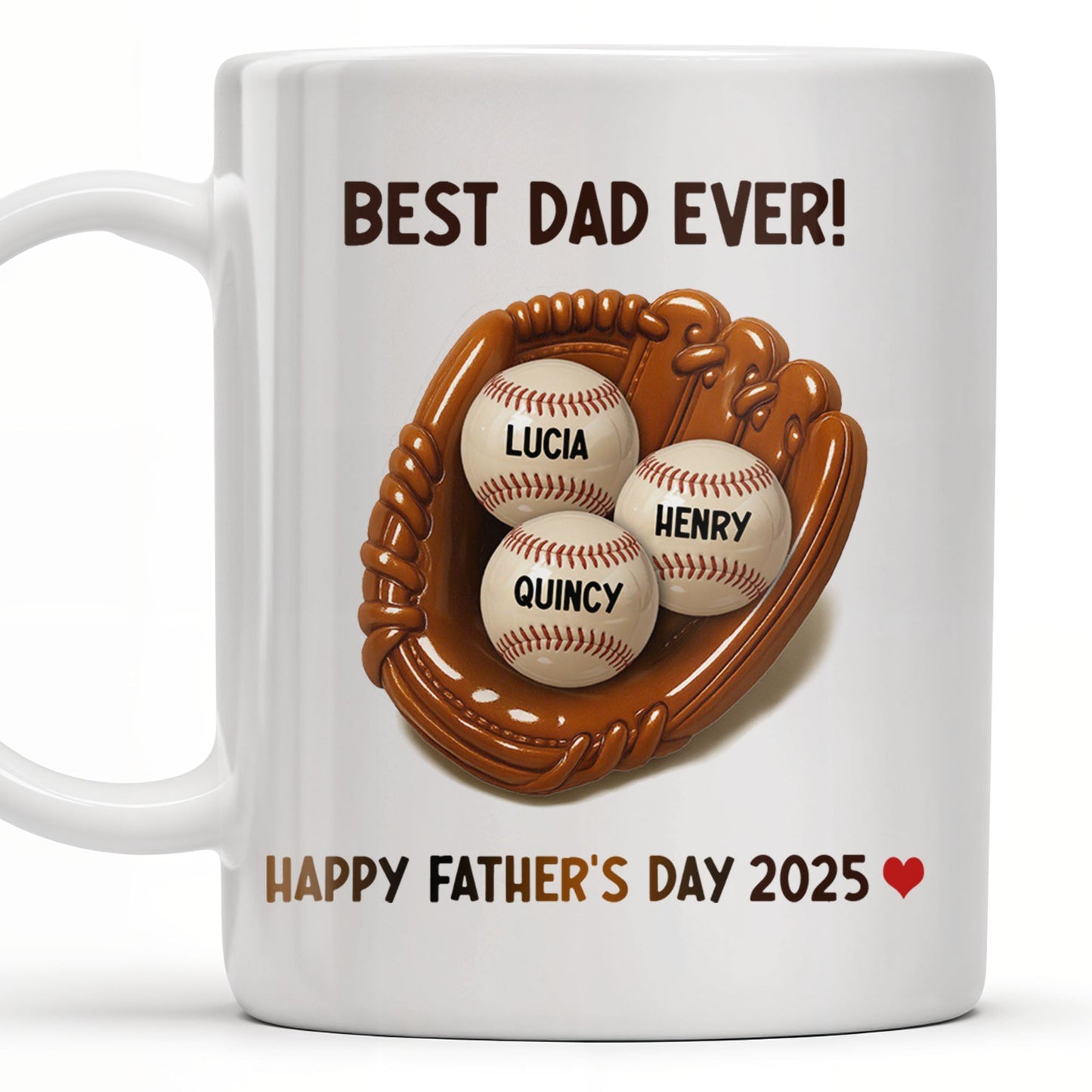 Best Dad Ever, Baseball Glove And Baseball - Personalized Custom Coffee Mug - DAD079_MG