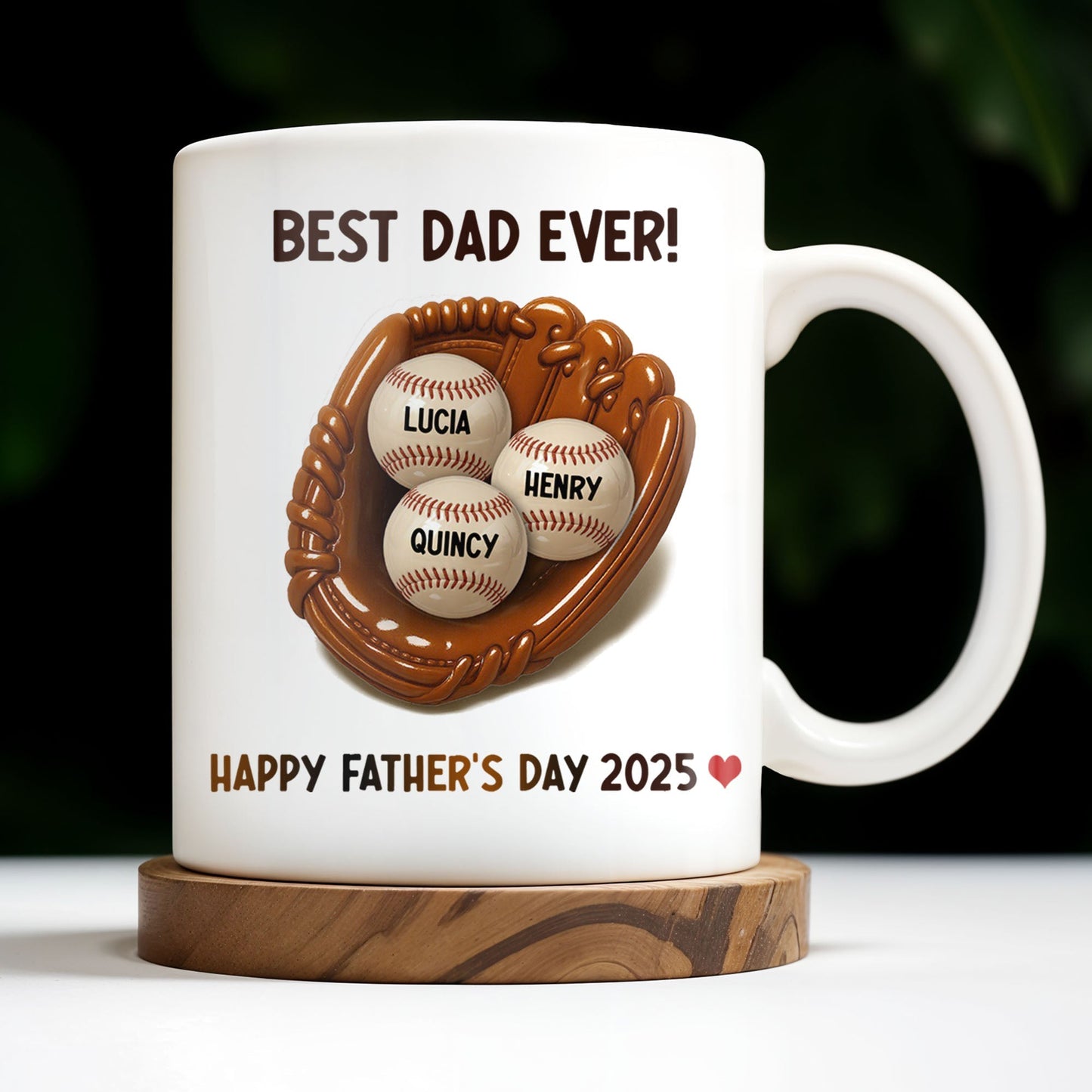 Best Dad Ever, Baseball Glove And Baseball - Personalized Custom Coffee Mug - DAD079_MG
