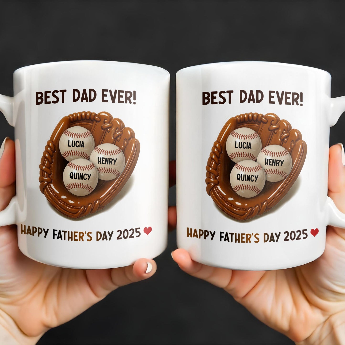 Best Dad Ever, Baseball Glove And Baseball - Personalized Custom Coffee Mug - DAD079_MG