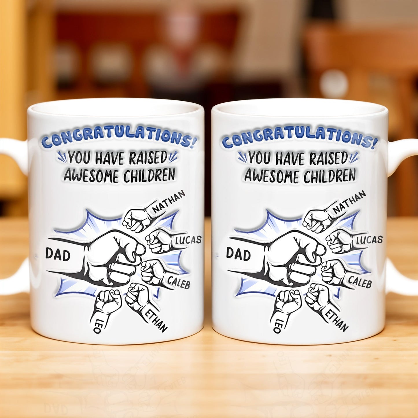 Congratulations! You have raised awesome children, Handshake and Fist Bump - Personalized Custom Coffee Mug - DAD093_MG