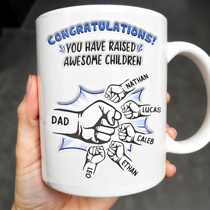 Congratulations! You have raised awesome children, Handshake and Fist Bump - Personalized Custom Coffee Mug - DAD093_MG