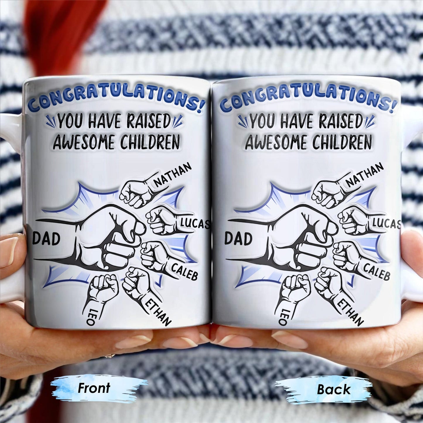 Congratulations! You have raised awesome children, Handshake and Fist Bump - Personalized Custom Coffee Mug - DAD093_MG