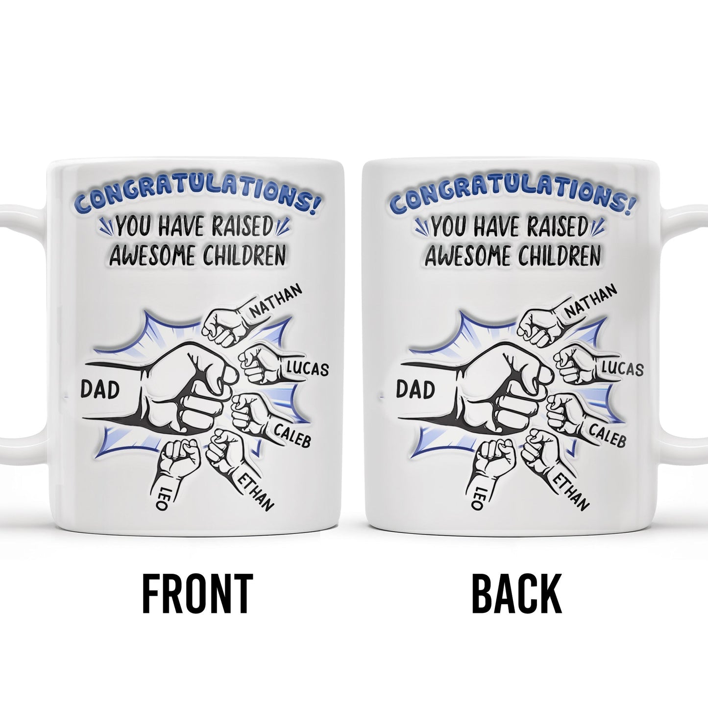 Congratulations! You have raised awesome children, Handshake and Fist Bump - Personalized Custom Coffee Mug - DAD093_MG