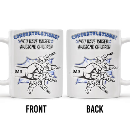 Congratulations! You have raised awesome children, Handshake and Fist Bump - Personalized Custom Coffee Mug - DAD093_MG