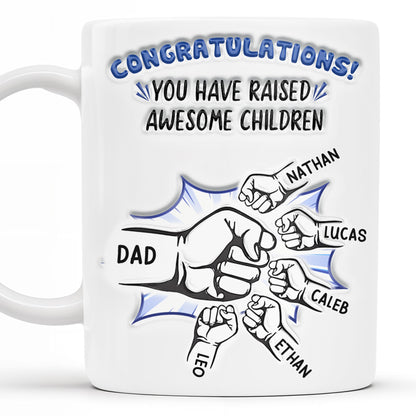 Congratulations! You have raised awesome children, Handshake and Fist Bump - Personalized Custom Coffee Mug - DAD093_MG