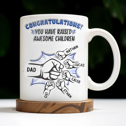 Congratulations! You have raised awesome children, Handshake and Fist Bump - Personalized Custom Coffee Mug - DAD093_MG