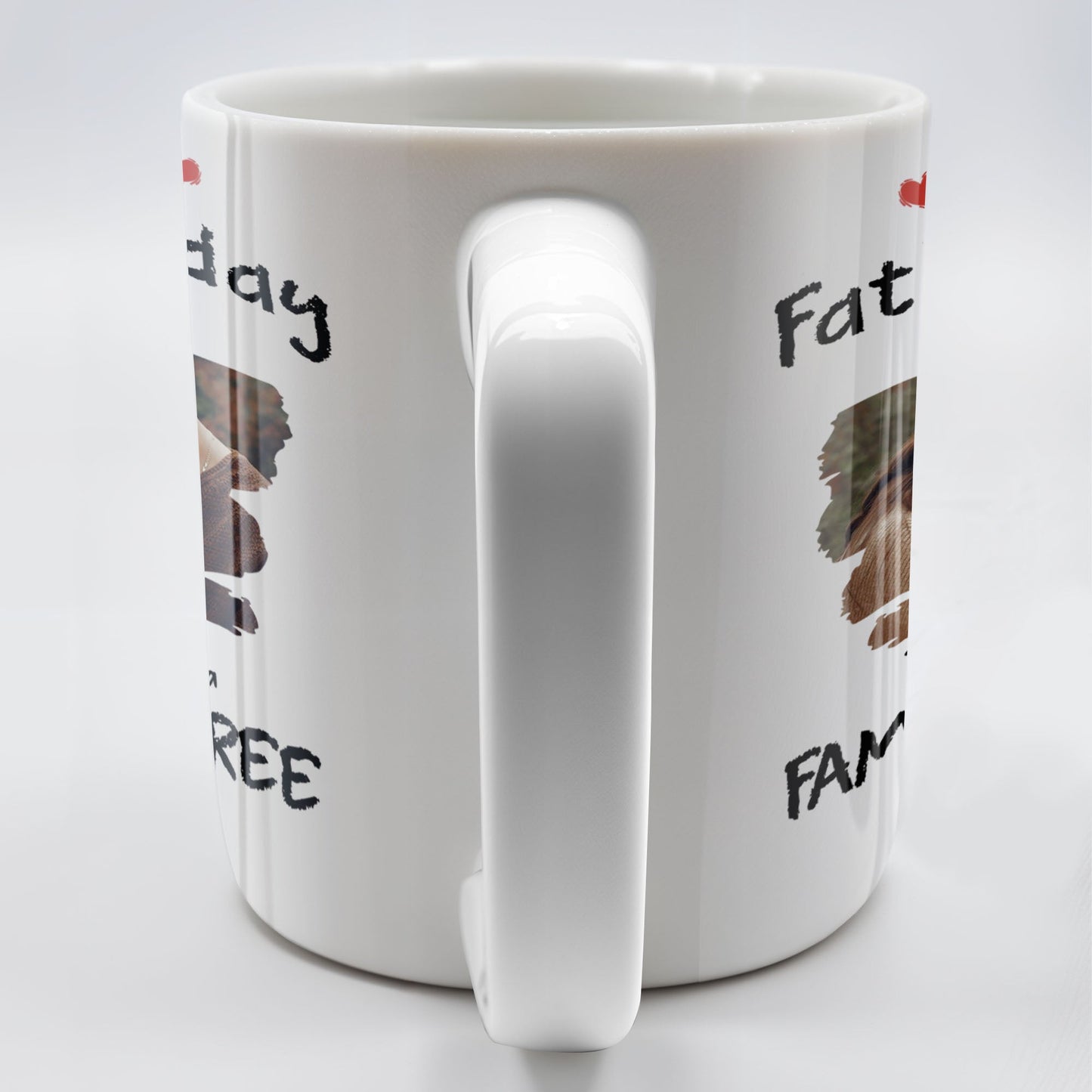 First Father's Day As A Family Of Three, Heart and Family Photo - Personalized Custom Coffee Mug - DAD103_MG