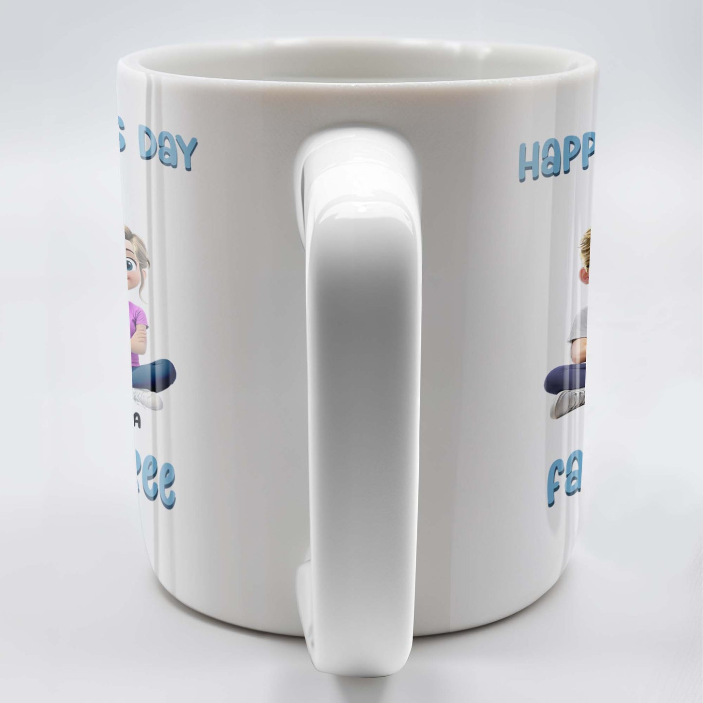 Happy Father's Day As A Family Of Three, Hearts And Family Design - Personalized Custom Coffee Mug - DAD107_MG