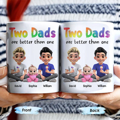 Two Dads Are Better Than One, Cartoon Characters and Ice Cream - Personalized Custom Coffee Mug - DAD109_MG
