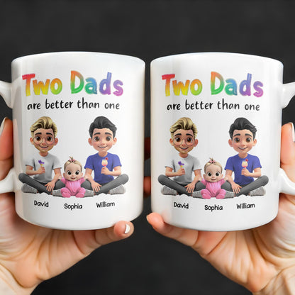 Two Dads Are Better Than One, Cartoon Characters and Ice Cream - Personalized Custom Coffee Mug - DAD109_MG