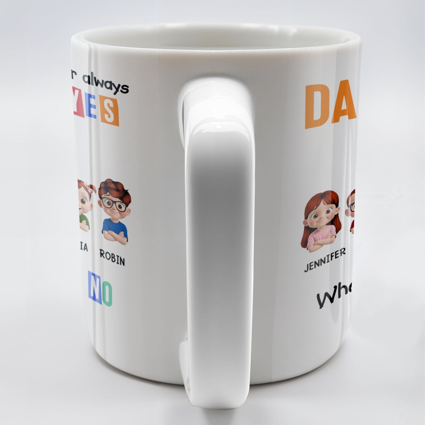 Dad Thanks For Always Saying YES When Mom Said NO, Cartoon Characters - Personalized Custom Coffee Mug - DAD110_MG