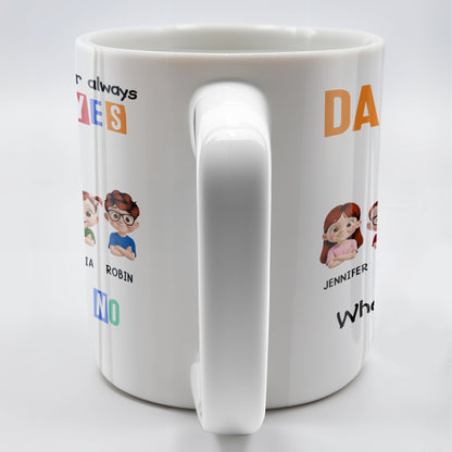 Dad Thanks For Always Saying YES When Mom Said NO, Cartoon Characters - Personalized Custom Coffee Mug - DAD110_MG