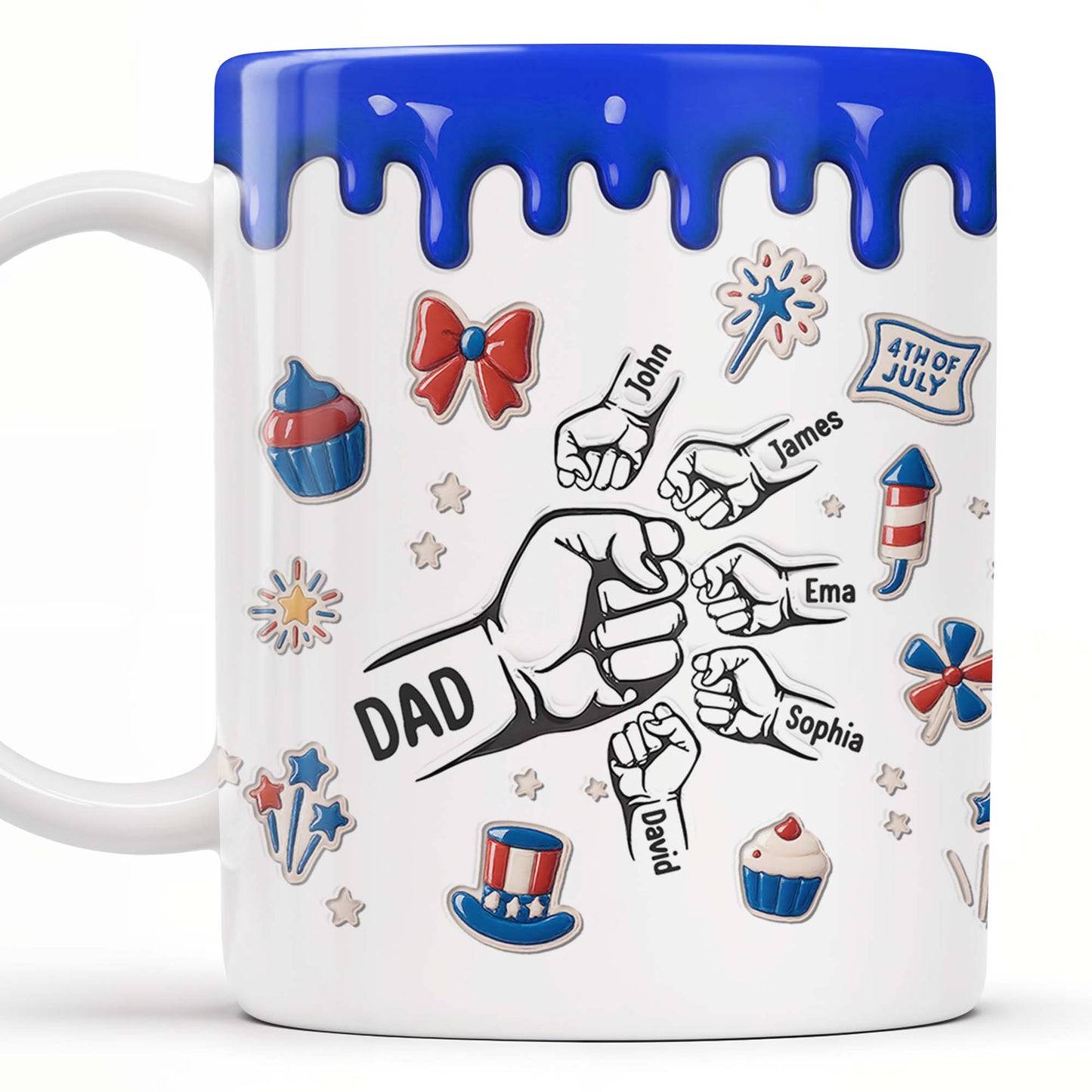 Father, You May Hold Our Hands For A While But Hold Our Hearts Forever, American Flag Balloon, Top Hat - Personalized Custom Coffee Mug - DAD111_MG