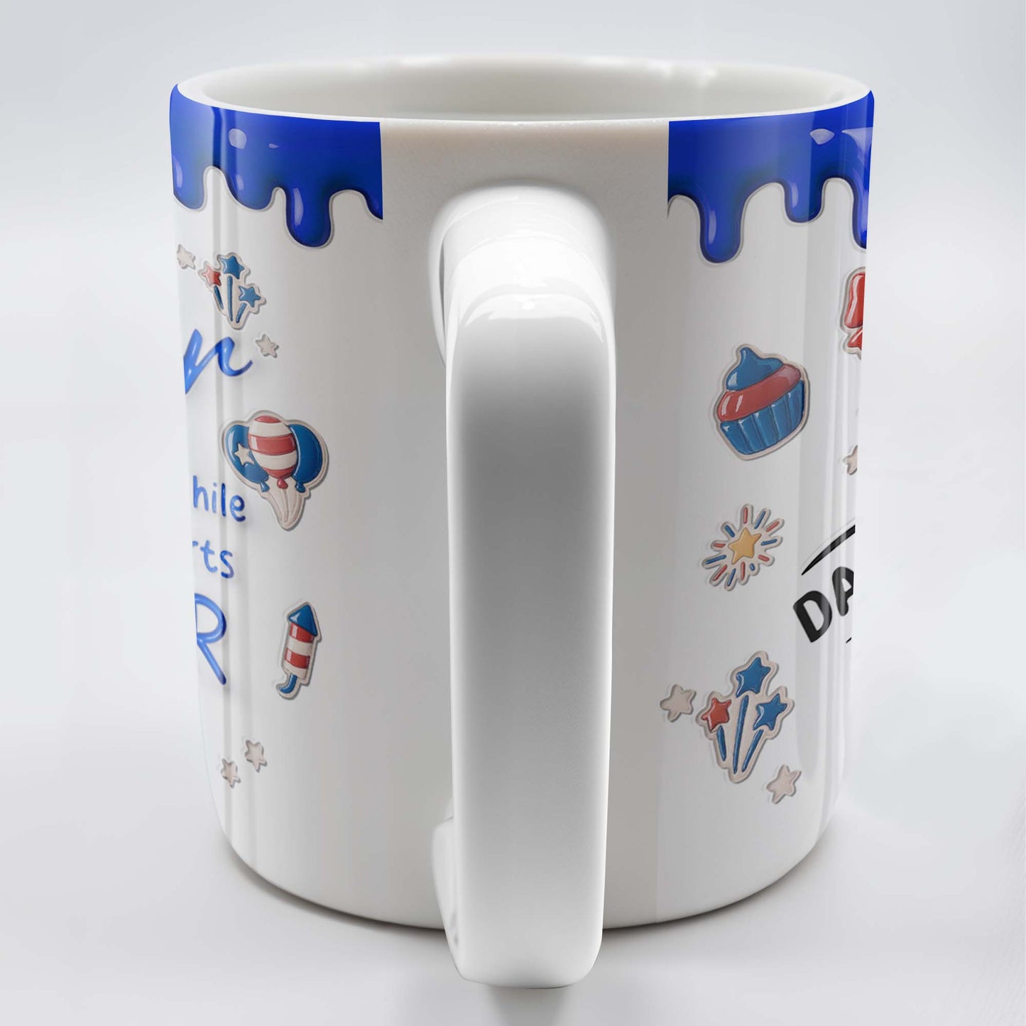 Father, You May Hold Our Hands For A While But Hold Our Hearts Forever, American Flag Balloon, Top Hat - Personalized Custom Coffee Mug - DAD111_MG