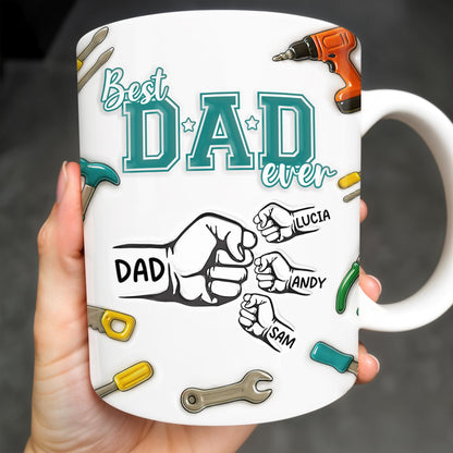 Best Dad Ever, Tools and Hand Gestures - Personalized Custom Coffee Mug - DAD116_MG
