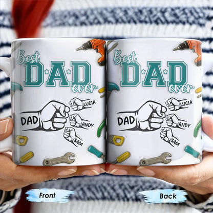 Best Dad Ever, Tools and Hand Gestures - Personalized Custom Coffee Mug - DAD116_MG