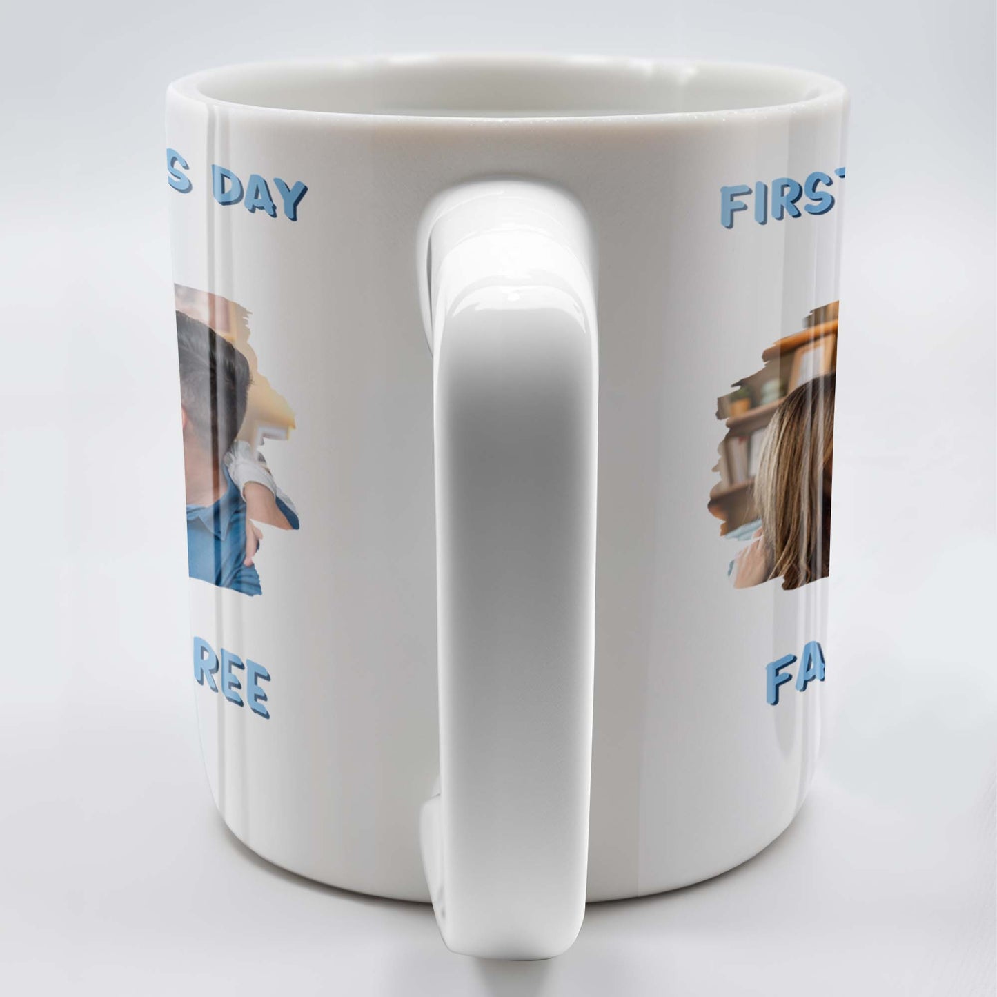 First Father's Day As A Family Of Three, Family Photo And Heart Icons - Personalized Custom Coffee Mug - DAD117_MG