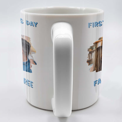 First Father's Day As A Family Of Three, Family Photo And Heart Icons - Personalized Custom Coffee Mug - DAD117_MG