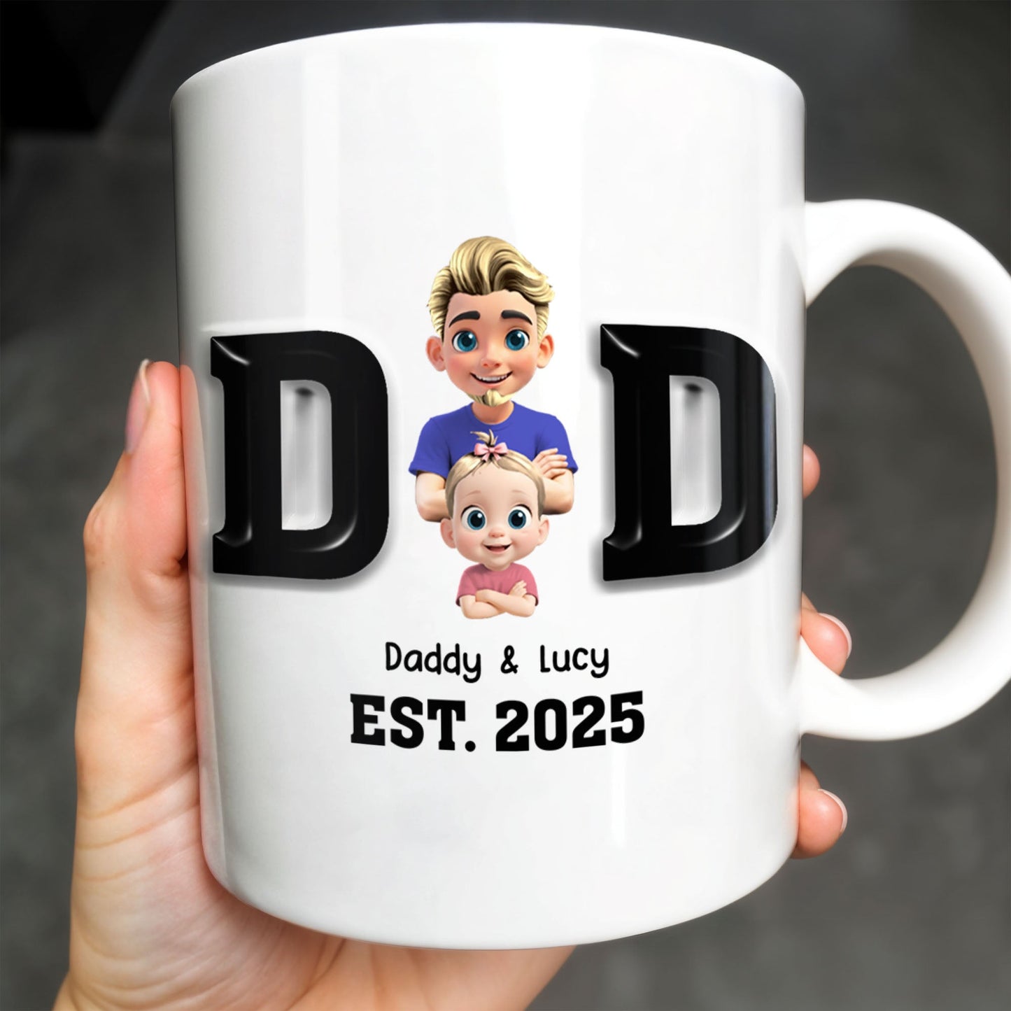 Daddy And Baby, Cartoon Characters - Personalized Custom Coffee Mug - DAD121_MG