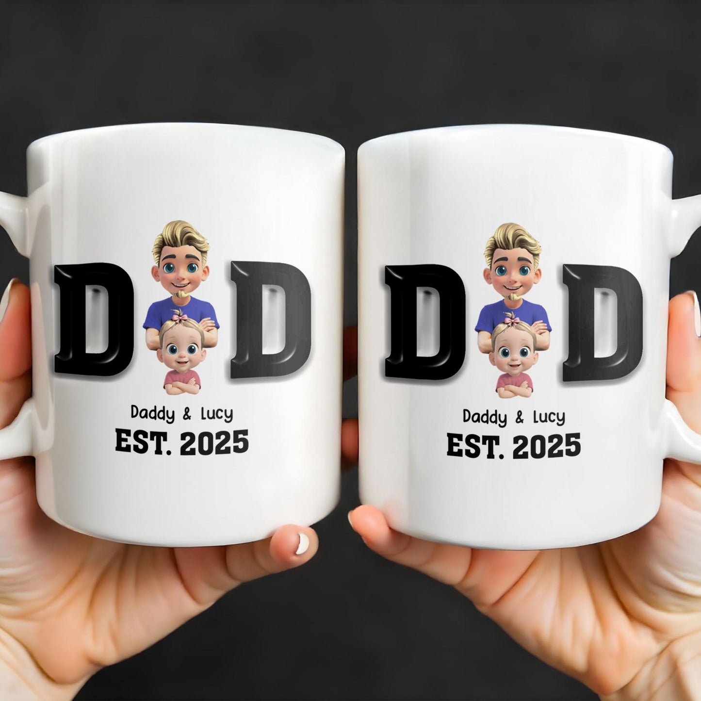 Daddy And Baby, Cartoon Characters - Personalized Custom Coffee Mug - DAD121_MG