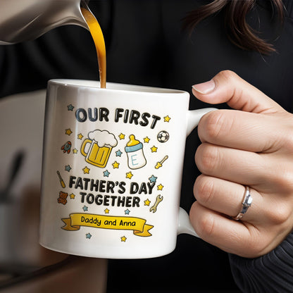 Our First Father's Day Together, Beer Mug and Baby Bottle - Personalized Custom Coffee Mug - DAD126_MG