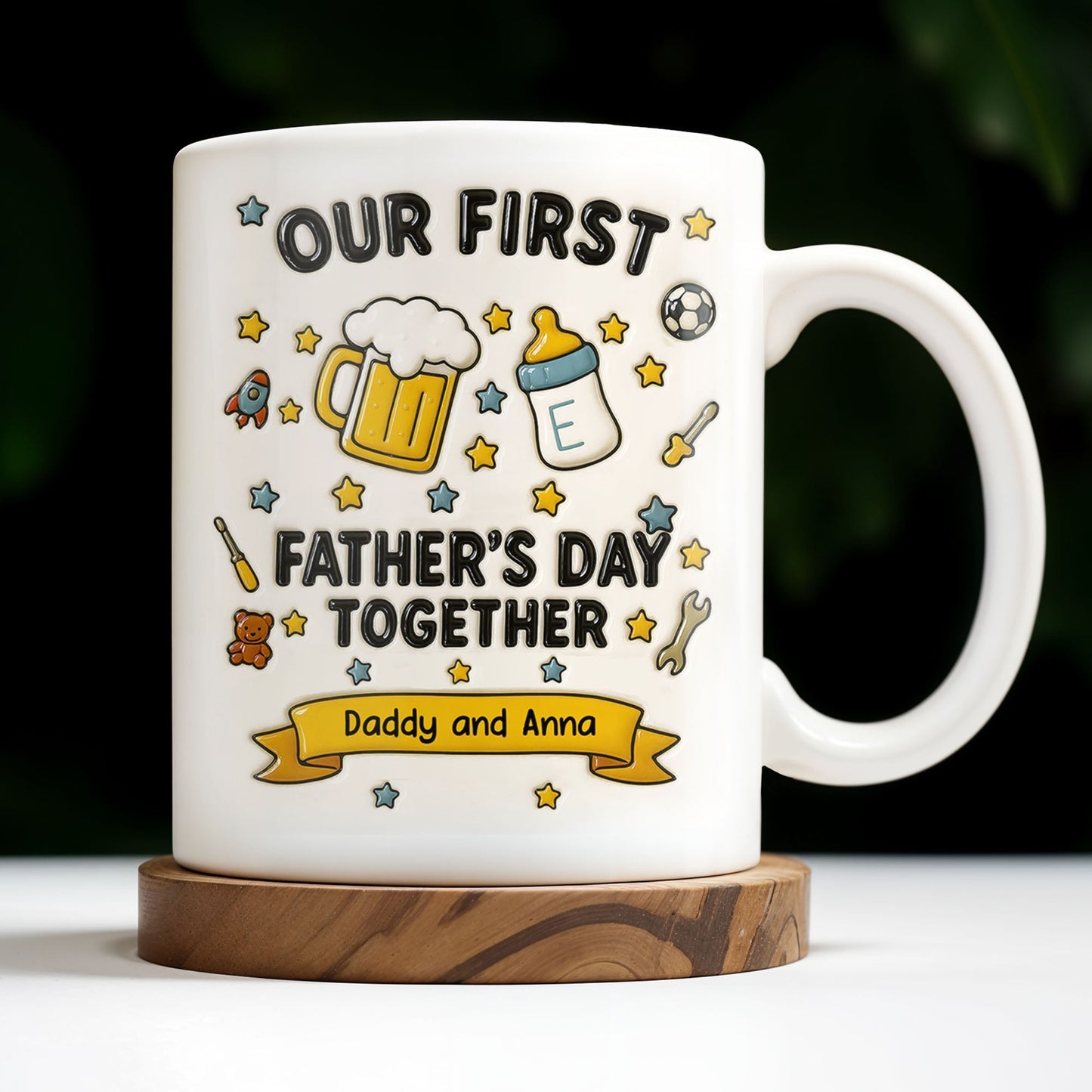 Our First Father's Day Together, Beer Mug and Baby Bottle - Personalized Custom Coffee Mug - DAD126_MG