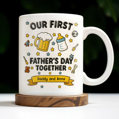 Our First Father's Day Together, Beer Mug and Baby Bottle - Personalized Custom Coffee Mug - DAD126_MG