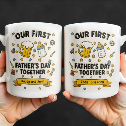 Our First Father's Day Together, Beer Mug and Baby Bottle - Personalized Custom Coffee Mug - DAD126_MG