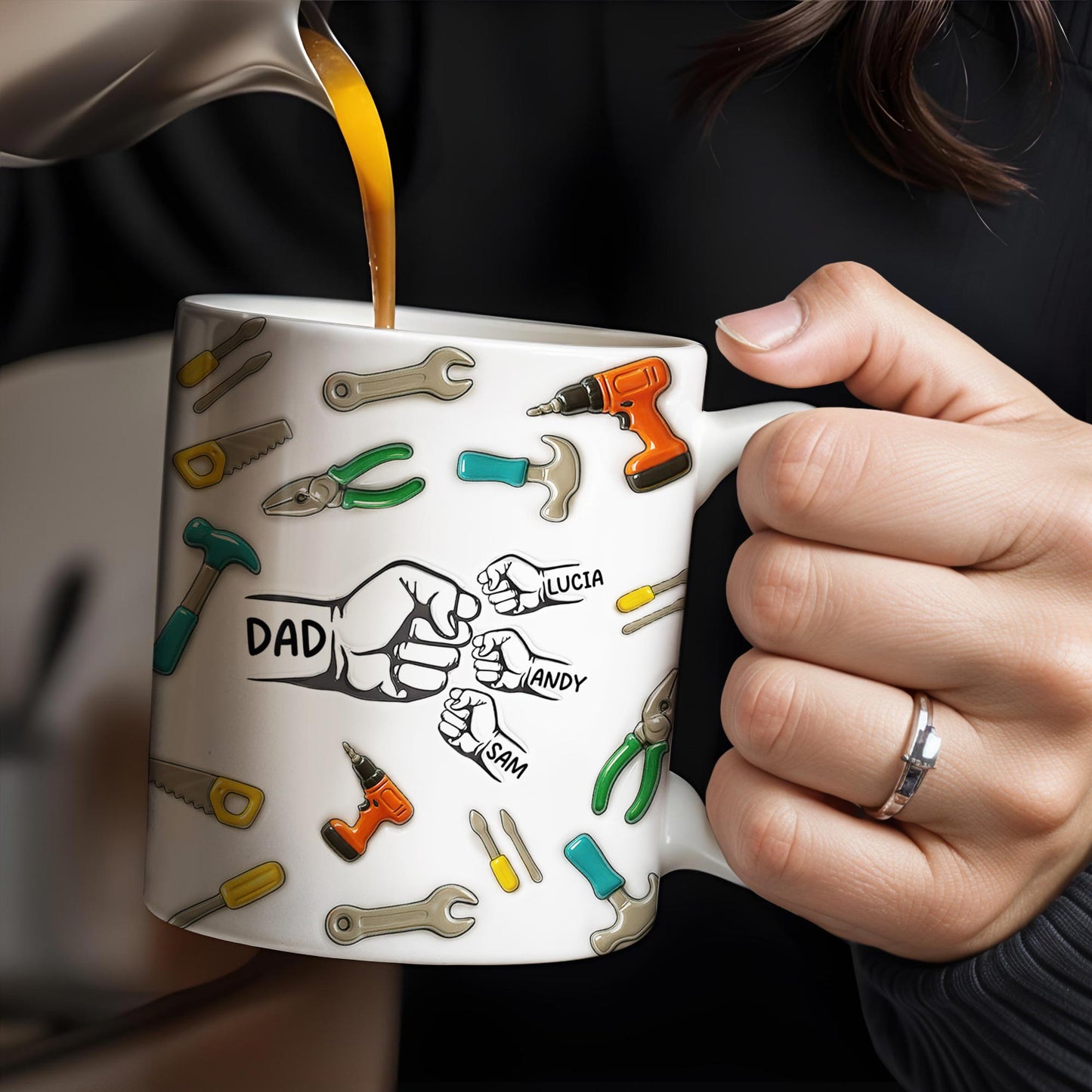 Tools and Fist Bump Design, A Heartfelt Gift - Personalized Custom Coffee Mug - DAD128_MG
