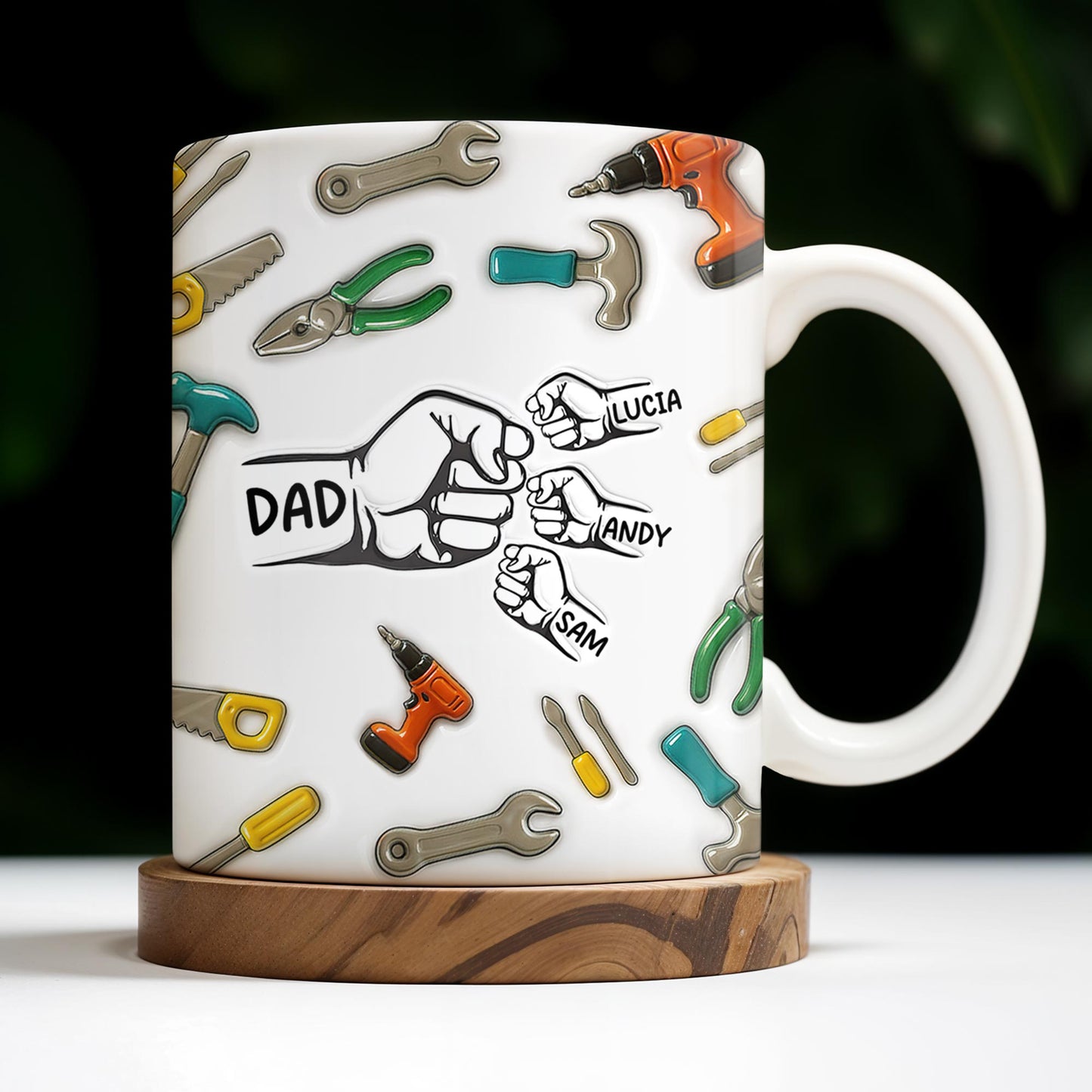 Tools and Fist Bump Design, A Heartfelt Gift - Personalized Custom Coffee Mug - DAD128_MG