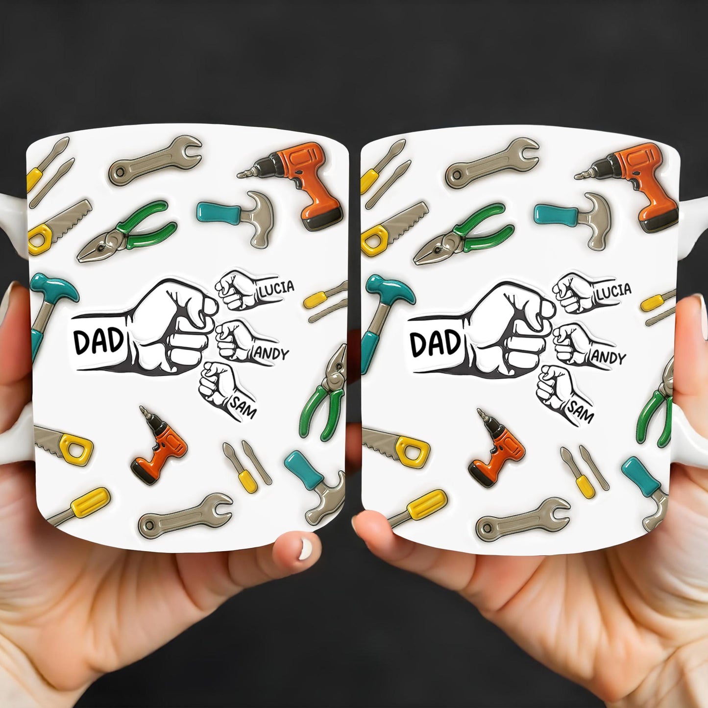 Tools and Fist Bump Design, A Heartfelt Gift - Personalized Custom Coffee Mug - DAD128_MG