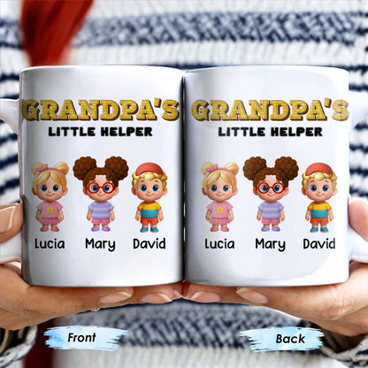 Grandpa's Little Helper, Cartoon Children - Personalized Custom Coffee Mug - DAD131_MG