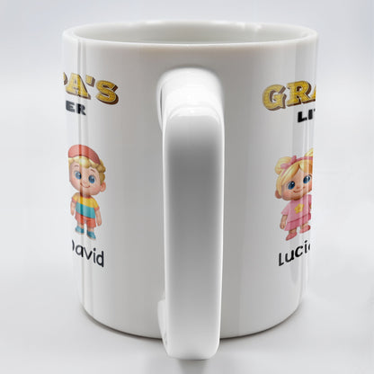 Grandpa's Little Helper, Cartoon Children - Personalized Custom Coffee Mug - DAD131_MG