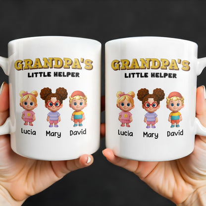 Grandpa's Little Helper, Cartoon Children - Personalized Custom Coffee Mug - DAD131_MG