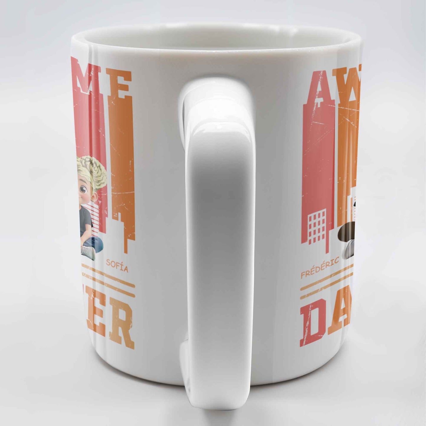 Awesome Like My Daughter, Cartoon Characters And City Skyline - Personalized Custom Coffee Mug - DAD132_MG